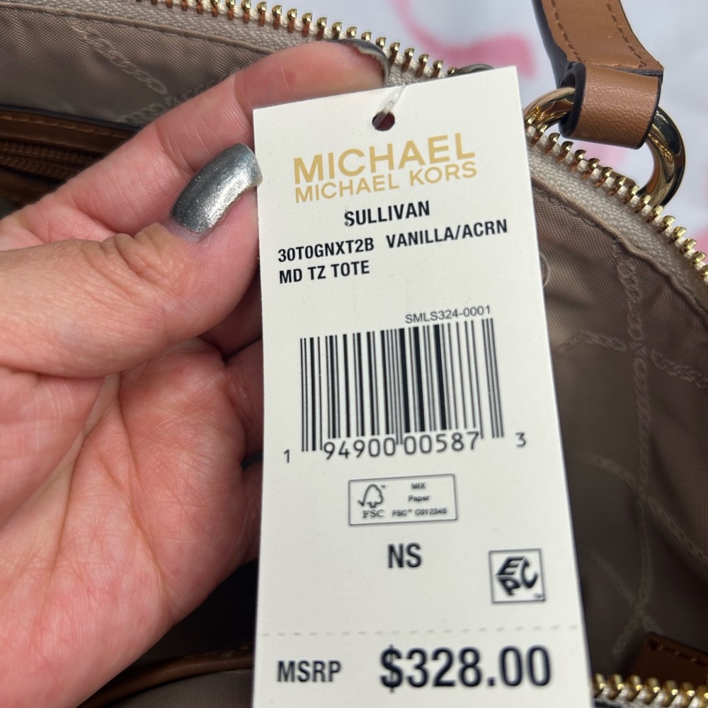 Michael Kors Tan and Cream Signature Tote - Picture 6 of 6